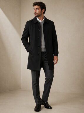 MICHAEL Michael Kors | Black Classic Button-Front Coat |Men’s 40S